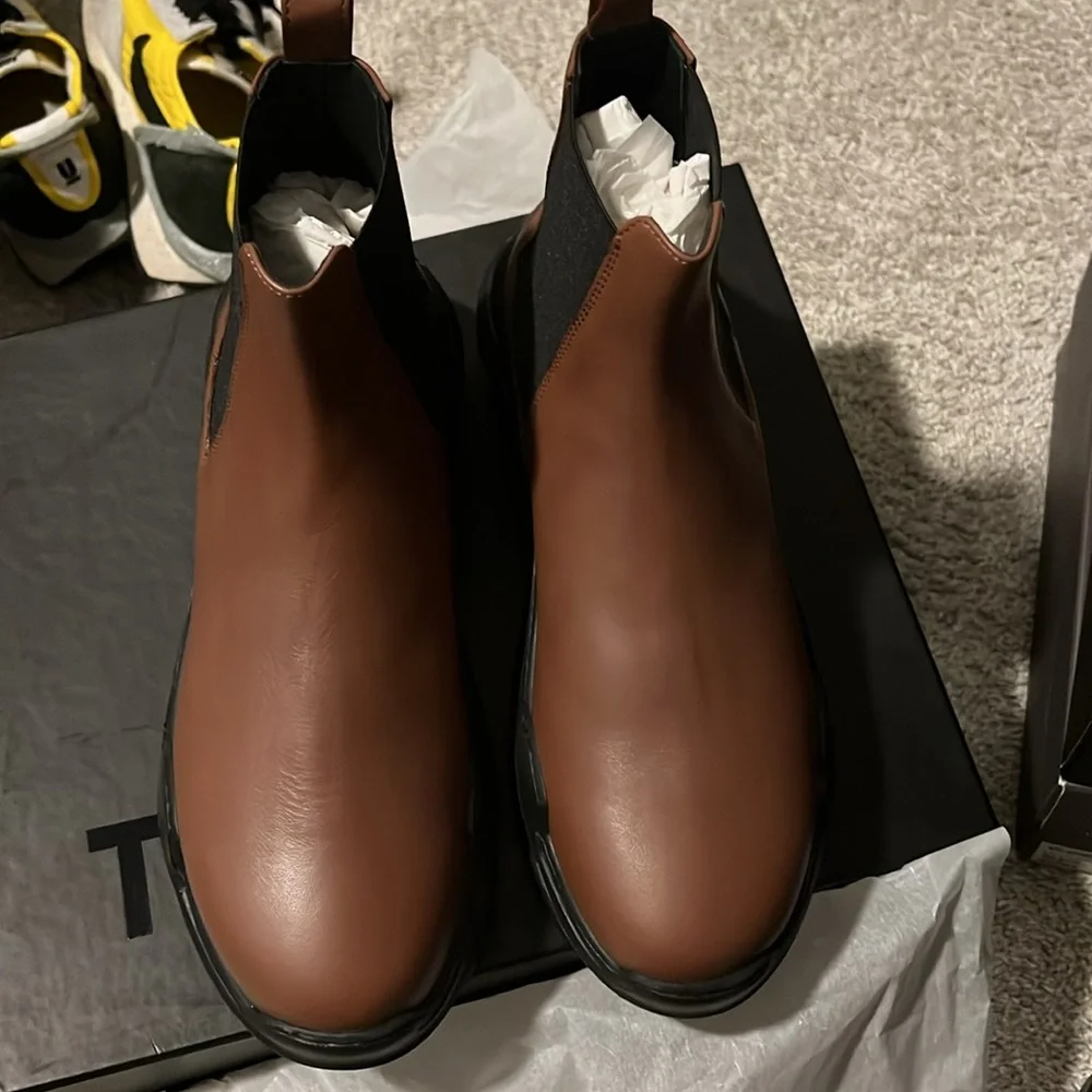 Tibi Brown Diego‎ Leather Winter & Rain Boots Sz 41/11